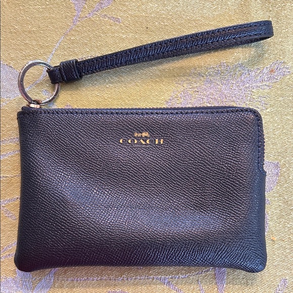 Coach Handbags - Coach Corner Zip Wristlet in Dark Navy Crossgrain Leather